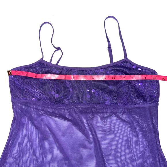 Vintage Victoria’s Secret Y2K Fairy Purple Sequin Mesh Babydoll Slip Dress M - Picture 12 of 13